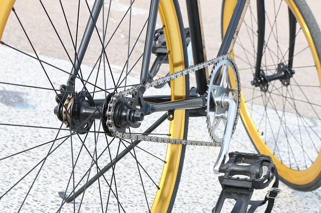 bicycle with two yellow wheels