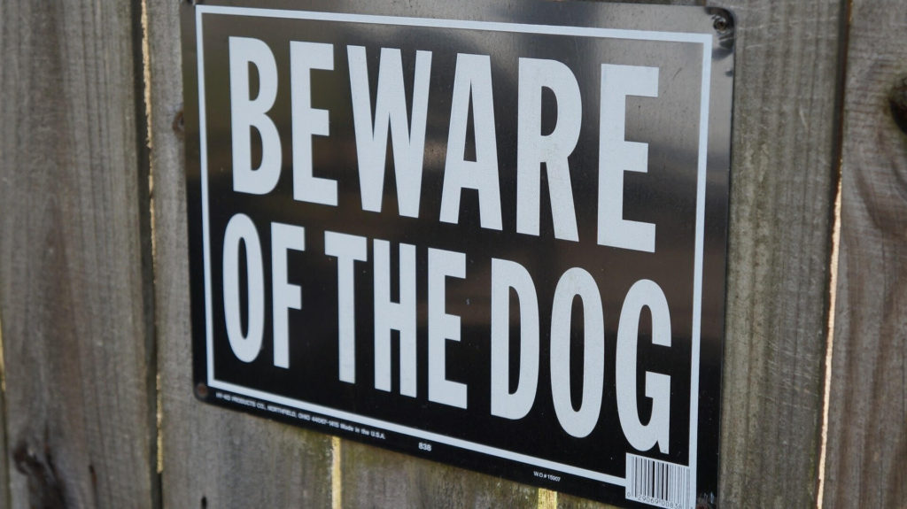 black & white beware of dog sign
