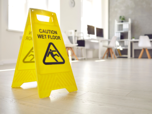 A wet floor sign